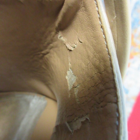 Antonio Melani Leather Ankle Boots Booties Peep Toe Size 7 Tan High Heels 440 - Picture 10 of 13